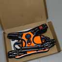 PHOEPET Reflective Dog Harness Large Breed Adjustable No Pull Vest with with Handle 2 Metal Rings 3 Buckles [Easy to Put on & Take Off](L, Orange)