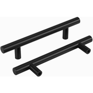 homdiy Black Cabinet Handles 20Pack 3-3/4inch Hole Center Kitchen Drawer Pulls and Knobs Stainless Steel Cabinet Hardware for Bathroom, Cupboard