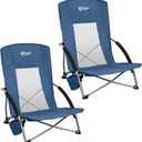 Portal Beach Chairs for Adults Camping Low Lightweight Portable Chair with Cup Holder Mesh Back Carry Bag for Outdoor Sand Lawn Travel Picnic Festival Concert