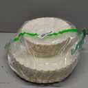 YOUBET 60PCS Ivory Scalloped Plastic Plates - Hard Craem and Gold Fancy Disposable Plates include 30 Gold Dinner Plate, 30 Dessert Plate for Party, Wedding