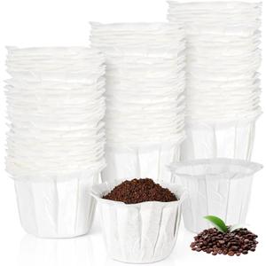 Disposable Paper Coffee Filters K Cup Paper Filters for K-eurig Single Brewer Reusable Cups, K-Cup Coffee Pods, Fit Most K eurig Single Serve Filter Brands Coffee Pods (White 100 count, Small)
