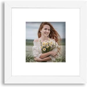 Framed custom hi-resolution premium canvas print, upload your photo or image, 8x8 canvas print (13"x13" white frame with matting), ready-to hang. Made in USA.