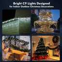 C9 Led Christmas Lights Outdoor Christmas Decorations Commerical Grade 50Led 33ft Christmas Tree Lights Set for Indoor Outdoor Wedding, Holiday, Party, Home Christmas Decorations(White)