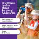 Think Peak Red Binoculars Science Toy for Kids Ages 3-12 Years - Real Compact Outdoor Adventure & STEM Educational Nature Hiking Explorer for Bird Watching, Camping Childrens Birthday Gift