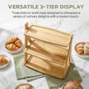 3 Tier Bamboo Serving Tray, Rectangle Serving Platters Tiered Tray Stand, Fruit Cupcake Display Stand Farmhouse Decorative Trays for Appetizers, Snacks, Dessert, Party, Birthday, Wedding