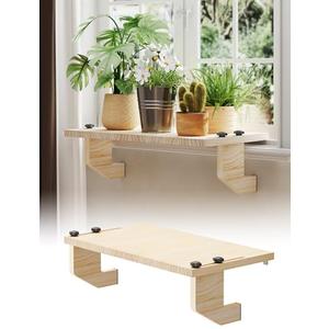 NiHome Wooden Window Sill Extender for Plants, No Drill Window Ledge Extender & Plant Shelf, Easy Installation Renter Friendly 21.2" x 11.8" Sill Extender