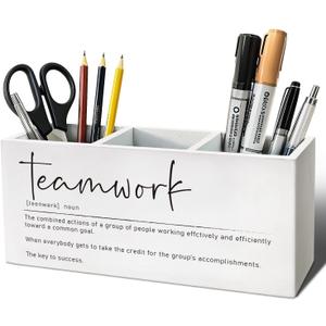 Teamwork Gifts Pen Pencil Holder, Team Gifts for Coworkers Employees Wood Desk Organizer and Accessories, Gift for Team Members at Work Pen Holder Desk Organizer for Office Tabletop (Style 1)