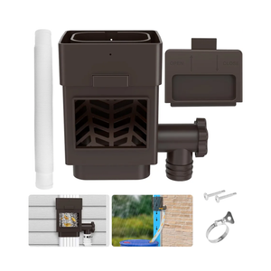 Rainwater Collection System, Downspout Diverter Fits for 2"x 3" or 3"x 4" Residential Downspouts, Rain Barrel Diverter Kit with Adjustable Valve and Filter, 5FT Hose, BrownV7EAL