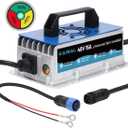 Lithium Battery Charger 48 Volt/58.4V 15A for 48V (51.2V) LiFePO4 Battery 0V Wake Up 48V Lifepo4 Battery Charger, IP67 Waterproof, for Golf Cart, Cars, Forklift, Outboard, Boat, Solar, RV, Off-Grid
