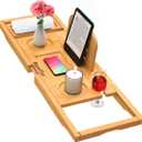 Premium Bamboo Bathtub Tray Caddy - Bath Tub Tray Table for Bathtub - Bath Caddy Tray for Bathtub, Expandable Size, Fits Most Bath Tubs, Natural , Bamboo Wood Color