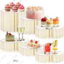 6Pcs Buffet Risers, Food Risers for Table, Foldable Cake Display Stands, Tall Cardboard Cupcakes Stand for Show Catering Desserts Jewelry Wedding Birthday Party Decoration (White)
