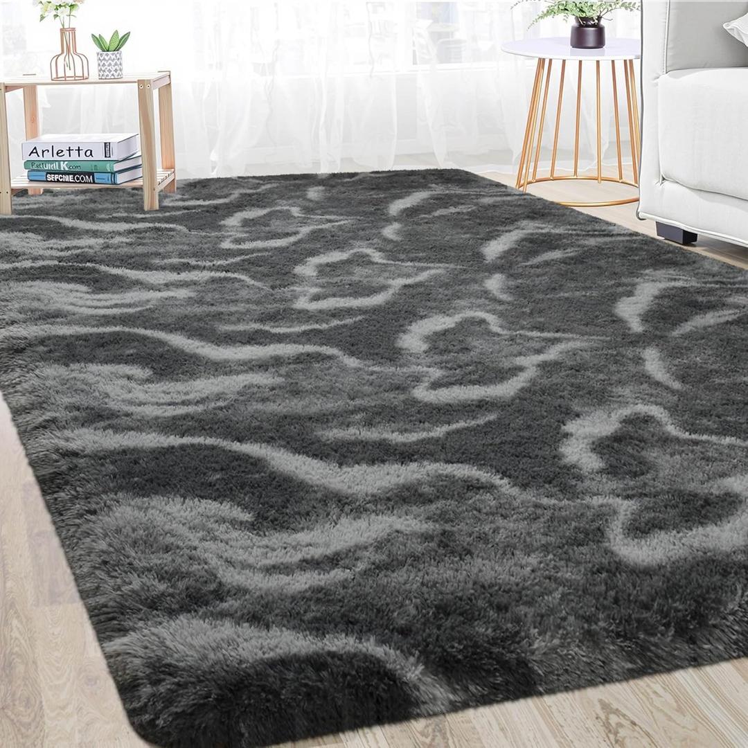 Merelax Area Rugs for Living Room Bedroom, Machine Washable 4x6 Feet Soft Fluffy Shaggy Bedside Rug, Indoor Floor Carpet for Kids Dorms, Nursery Rooms, Playroom, Home Decor Aesthetic, Black/White Merelax Area Rugs for Living Room Bedroom, Machine Washable 4x6 Feet Soft Fluffy Shaggy Bedside Rug, Indoor Floor Carpet for Kids Dorms, Nursery Rooms, Playroom, Home Decor Aesthetic, Black/White