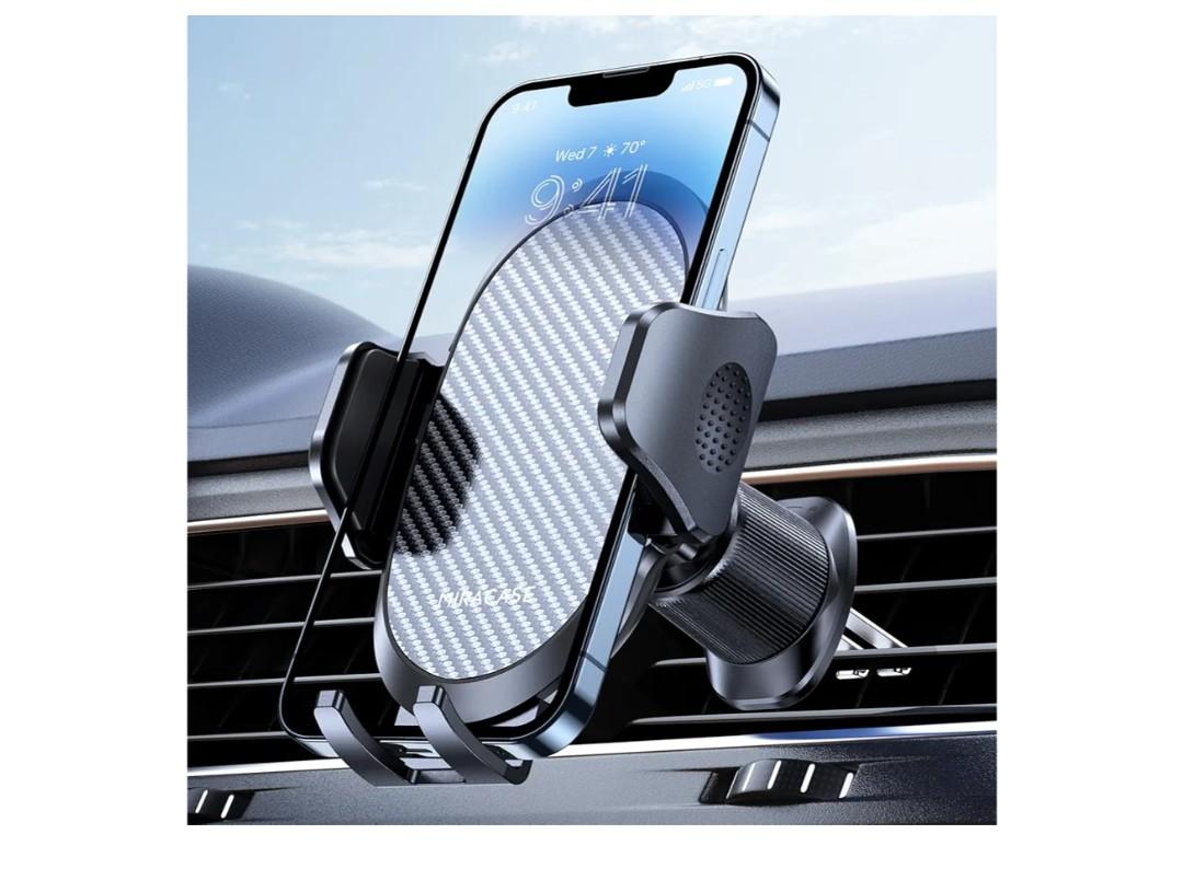 Miracase Phone Holders for Your Car with Metal Hook Clip, Air Vent Cell Phone Stand Car Mount, Universal Automobile Cradle for Garmin GPS Fit iPhone Android and All Smartphones, Dark Black