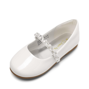 DREAM PAIRS Girls Mary Jane Dress Shoes Ballerina Flats for Wedding, Party (Toddler/Little Kid/Big Kid) 4T, White