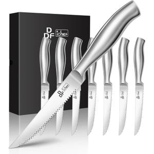 DDF iohEF Steak Knife Set, 8 Piece Steak Knife, High Carbon Japanese Stainless Steel Serrated Steak Knives