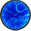 OCEST 12 Inch Night Light Wall Clock for Bedroom, Silent Battery-Operated Wall Clock Glow in The Dark for Living Room/Kitchen, Large Digital Display Kids Birthday Present-Moon