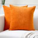 Encasa XO Thick Chenille Throw Pillow Covers Set of 2 | Orange - (18"x18") (45x45 cm) | Decorative Accent Square Throw Pillow Cases for Couch, Home Decor, Sofa