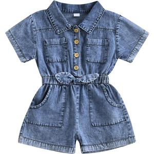 Ledy Champswiin Summer Toddler Girl Jumpsuit Shorts Little Girl Overalls Clothes Baby Jean Romper Jumpsuit One Piece Outfit (2-3T, Blue)