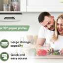 10 inch Paper Plate Dispenser Holder Bamboo Under Cabinet Vertical Rack for Kitchen Countertop Organizer Space Saver Shelf Lid Holder Counter Storage Can Dispenser Pantry Aid Caddy Estante wood