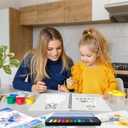 Elfew 2 Pack Watercolor Workbooks Coloring Books, 24 Pages Beginner Friendly Painting Kit, Detailed Steps, 12 Colors Paint Set with Brush, Stress-Relieving Gift for Adults & Women (Animals & Flowers)