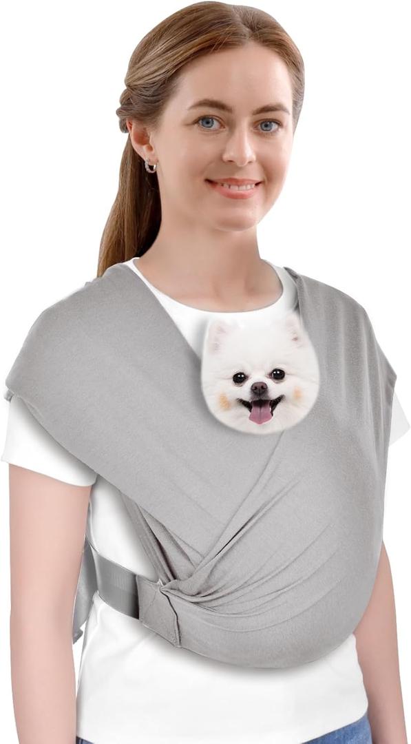 CUBY Swaddle Dog Sling Carrier for Small Dogs, Front Pet Sling Carrier Chest,Hands Free Adjustable Cat Sling Carrier Soft Cotton Reducing Pain Puppy Sling Carrier for Small Pet Up to 11lb (Light Gray)