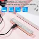 Electric Lighter, Windproof Flameless Bling Lighters - Type-C Rechargeable, Pull-Out Ignition with Thickened Tungsten, Rhinestone Decorative Design, Gift for Women & Girls (Pink)