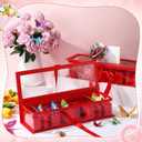 Gilprop 2 Pack Empty Mom Flower Gift Box for Mother's Day Moms Letter Shaped Empty Bouquet Box with 2 Pcs 3D Floral Greeting Card 24 3D Butterfly 50 Crystal Pins for Mother Grandma(Red, Mom)