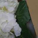 Hollyone Hydrangea Artificial Flowers with Vase White Silk Fake Flowers Arrangements in Glass Vase with Faux Water for Home Bathroom Office Table Centerpiece Shelf Decorations