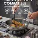 USELUCK Wok Pan,Hybrid 12 inch Wok with Lid Stainless Steel Wok