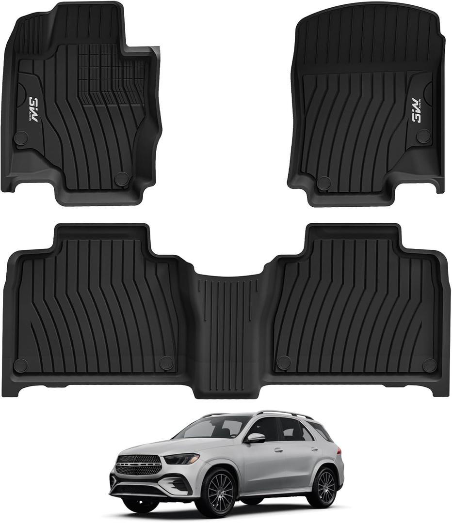 3W Floor Mats Fit for Benz GLE SUV 2020-2026(Not Fit for Coupe/W167), TPE All Weather Custom Fit Floor Liner for Benz GLE 5 Seats 350/450/450e/580/53 AMG/63 AMG S Accessories Car Mats