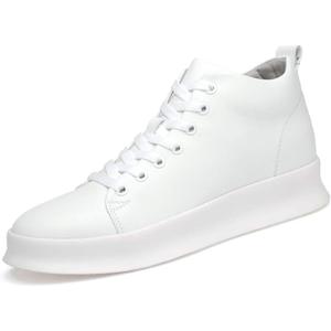 Men's 3" (8cm) Taller Elevator Shoes Fashion Sneaker with Invisible Height Increase Insoles (9.5, White)