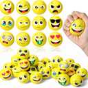 Libima 120pcs Mini Face Stress Balls Bulk 2 Inch Foam Face Squeeze Balls Small Funny Anxiety Relief Toy for Kid Adult School Gift Class Prizes Party Decoration Supplies (Yellow)