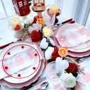 Rtteri 3 Pcs Icon Love Heart Plates 8.2 Inch Glass Red White Pink Sweet Heart Dessert Plate Salad Serving Dish Gift for Home Wedding Anniversary Birthday Party Kitchen Table Decor