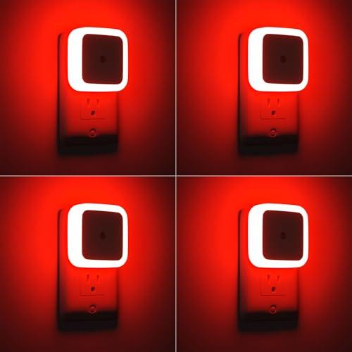 Sujeet Red Night Light, Night Lights Plug into Wall 4-Pack, Nightlight Plug in Night Light, Dusk to Dawn Night Lamp Led Night Lights for Adults Bedroom, Bathroom, Hallway