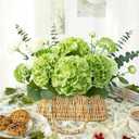 4 PCS Real Touch Hydrangea Artificial Flowers 20.5", Green Latex Faux Hydrangeas Large Fake Flowers with Stems Leaves for Family Table Wedding Bouquets Party Home Decor (4, Green, 20.5'')