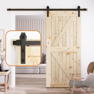 SKYSEN 6FT Sliding barn Door Hardware kit, Barn Door Track, 1/4 Thick Material- Combination Track- Smooth and Quiet- Easy to Install- Black (J Shape-5) (6FT5pcs track)