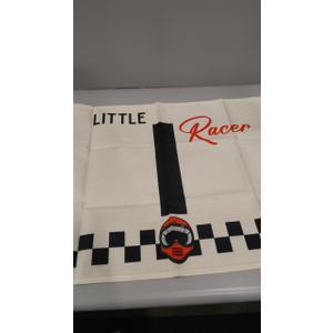 Little Racer Black and White Checkered Boys Room Decor - Linen Banner Wall Hanging Canvas Banner Flag Decor for Toddler Boy Bedroom Nursery Playroom