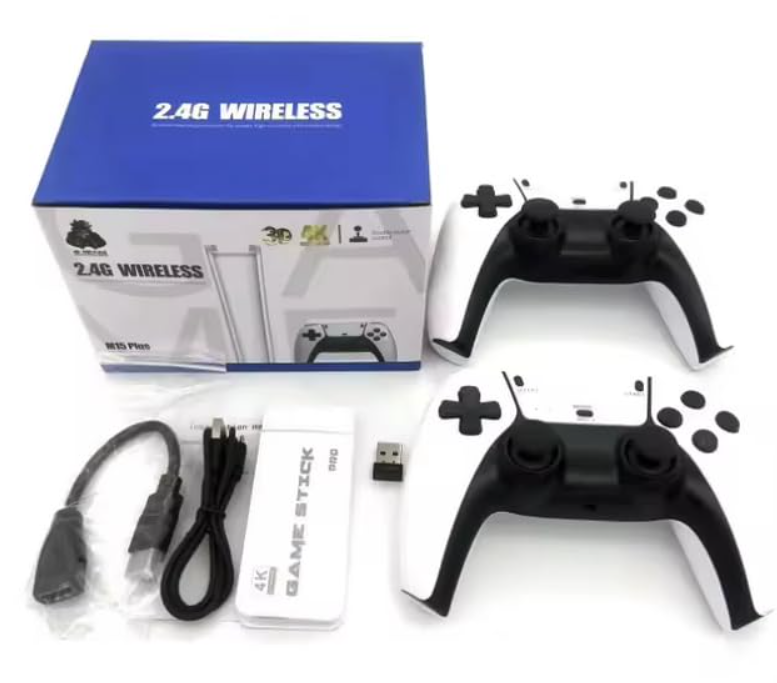 2.4G Wireless Game Controller Set, Dual Gamepad with USB Receiver, White and Black, Classic Game Console Support, 10 Simulator Compatible