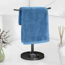 STWWO Hand Towel Holder, Stainless Steel Towel Holder Stand for Bathroom, Kitchen Countertop, T-Shaped Hand Towel Rack Stand, Black