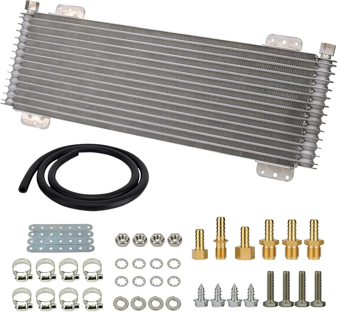LPD47391 40k Transmission Oil Cooler Kit Low Pressure Drop Trans Cooler Compatible with Heavy Duty 40,000 GVW Max Includes Mounting Hardware
