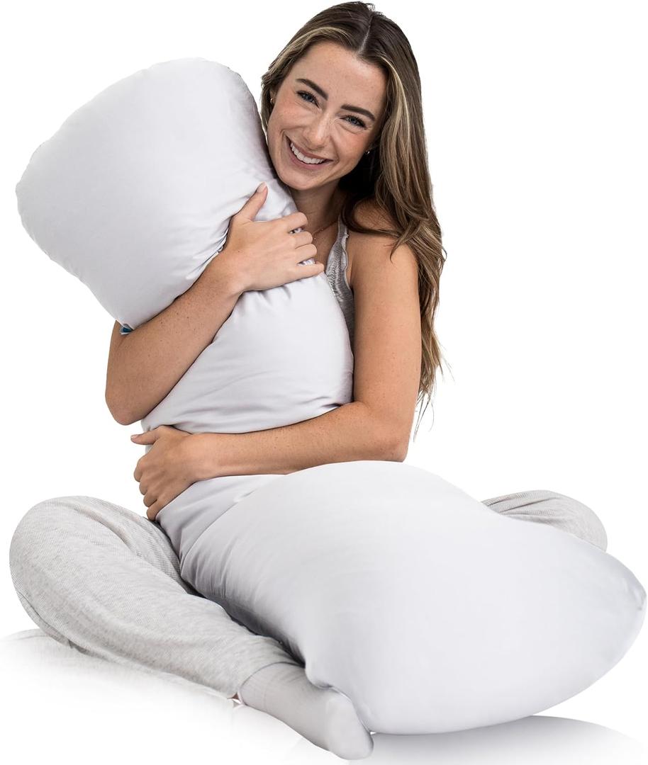 Weighted Body Pillow 8lbs - Weighted Pillow for Deeper Sleep (48 x 14) - Cooling Body Pillows for Adults, Full Body Pillow for Adults, Side Sleeper Body Pillows with Cover (X-Large/White)