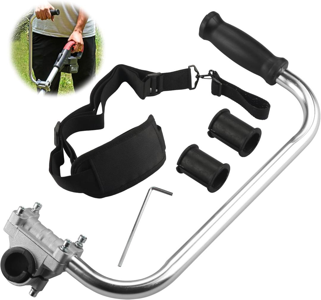 String Trimmers Handle with Shoulder Strap Harness, Weed Eater Handle Extension with Bracket Clamp, Ergonomic Trimmer Grip, Weed Wacker Attachments Aluminum Lawn Trimmer Grip for Landscaping, Lawn Care