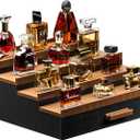 Cologne Organizer for Men,4 Tier of Elevated Cologne Display Stand with Drawer Storage, Wood Cologne Display, Perfume Organizer and Storage Display Risers, Great Gift for Men (Black Walnut)