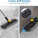 Scrub Brush with Long Handle, Floor Scrub Brush Squeegee Broom for Cleaning, 3 in 1 Shower Scrubber Floor Broom Squeegee for Concrete Tile Wall Deck Patio Special Black