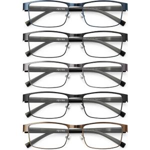 JOLISU 5PCS Reading Glasses Men - Blue Light Blocking Computer Metal Thin Frame Readers For Mens/Women, +2.00