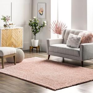 nuLOOM Marlow Machine Washable Soft Shaggy Faux Sheepskin Area Rug, 5x8, Pink