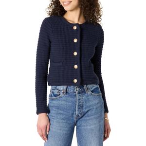 Amazon Essentials Women's Regular-Fit Midweight Cardigan Sweater (Medium, Navy)