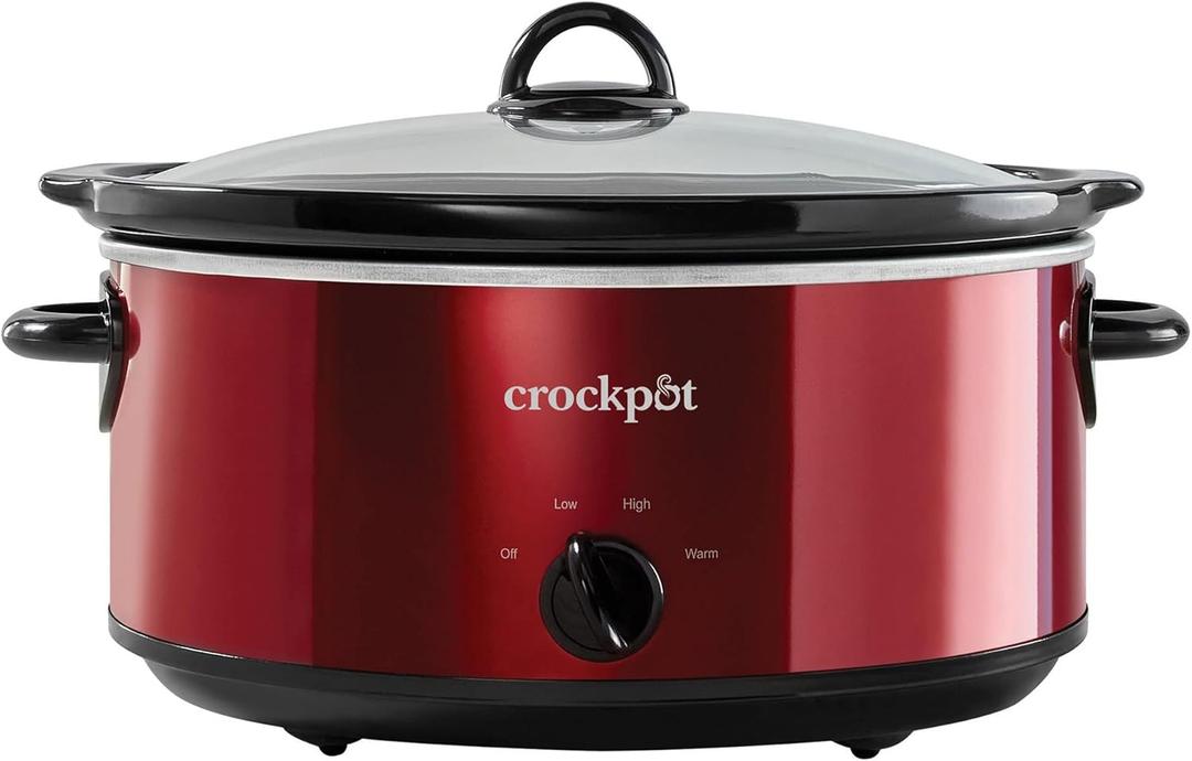 Crock-Pot Large 7 Quart Capacity Versatile Electric Food Slow Cooker Home Cooking Kitchen Appliance with Removable Ceramic Bowl, Red