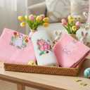 Breling 3 Pcs Easter Bunny Eggs Hand Towels for Bathroom 100% Cotton Happy Easter Bath Towel Decorations Soft Embroidered Home Decoration for Spring Gift Accessories, 13.3'' x 29''