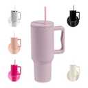 Naivees 40oz Stainless Steel Insulated Cup with Handle and Straw, Leak-proof and Reusable Insulated Travel Mug Tall Water Bottle for Water and Coffee (Purple)